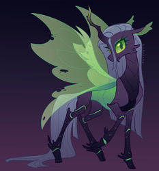 Size: 2048x2194 | Tagged: safe, artist:bishopony, imported from derpibooru, queen chrysalis, changeling, changeling queen, side view, solo, wings