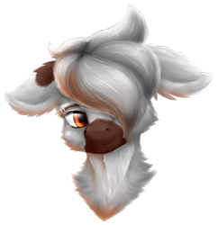 Size: 2672x2756 | Tagged: safe, artist:thatonegib, imported from derpibooru, oc, oc only, oc:opal, pony, bust, cheek fluff, coat markings, ear fluff, eyebrow piercing, eyebrows, floppy ears, fluffy, hair over one eye, head tilt, looking at you, neck fluff, orange eyes, piercing, portrait, simple background, smiling, solo, transparent background