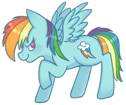 Size: 600x500 | Tagged: safe, artist:cloudbrownie, imported from derpibooru, rainbow dash, pegasus, pony, female, grin, looking at you, mare, raised hoof, side view, simple background, smiling, solo, spread wings, transparent background, wings