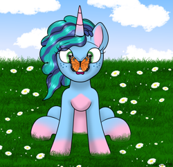 Size: 3139x3030 | Tagged: safe, artist:lynnthenerdkitty, imported from derpibooru, butterfly, pony, unicorn, doodle, g5, misty brightdawn, younger
