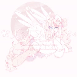 Size: 1722x1722 | Tagged: safe, artist:cofiiclouds, imported from derpibooru, oc, oc only, pegasus, pony, clothes, pink background, simple background, socks, solo