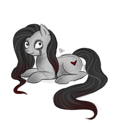 Size: 893x894 | Tagged: safe, artist:cloudbrownie, imported from derpibooru, oc, oc only, unnamed oc, earth pony, pony, female, long tail, looking at you, lying down, mare, solo, tail, teary eyes