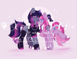 Size: 1600x1231 | Tagged: safe, artist:cofiiclouds, imported from derpibooru, oc, oc only, earth pony, pony, duo, pink background, simple background