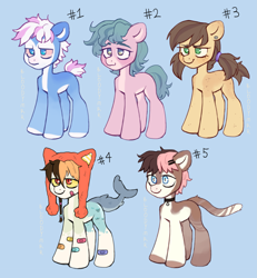 Size: 3329x3598 | Tagged: safe, artist:bloodymrr, imported from derpibooru, oc, hybrid, original species, pony, shark, shark pony, adoptable, adoption, bandage, cat tail, cute, fish tail, patch, ponytail, shark tail, tail