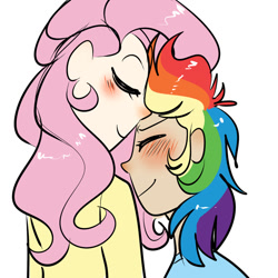 Size: 1024x1024 | Tagged: safe, artist:chandelurres, imported from derpibooru, fluttershy, rainbow dash, human, blushing, female, flutterdash, humanized, lesbian, shipping