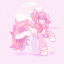 Size: 1000x1000 | Tagged: safe, artist:cofiiclouds, imported from derpibooru, oc, oc only, pegasus, pony, pink background, simple background, solo