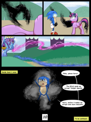 Size: 7500x10000 | Tagged: safe, artist:chedx, imported from derpibooru, twilight sparkle, alicorn, hedgehog, comic:learning with pibby glitch battles, comic, commission, corrupted, multiverse, sonic the hedgehog, sonic the hedgehog (series), twilight sparkle (alicorn)