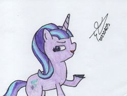 Size: 815x620 | Tagged: safe, artist:alejandrogmj, imported from derpibooru, starlight glimmer, pony, unicorn, open mouth, raised hoof, s5 starlight, traditional art