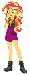 Size: 1900x4704 | Tagged: safe, artist:gmaplay, imported from derpibooru, sunset shimmer, human, equestria girls, equestria girls series, overpowered (equestria girls), absurd resolution, boots, clothes, hand on hip, pants, shoes, simple background, skirt, solo, transparent background, vest