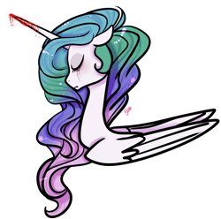 Size: 1024x1015 | Tagged: safe, artist:chandelurres, imported from derpibooru, princess celestia, alicorn, pony, blood, crying, female, mare, simple background, solo, transparent background