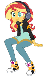 Size: 1900x3241 | Tagged: safe, artist:gmaplay, imported from derpibooru, sunset shimmer, human, equestria girls, equestria girls series, game stream, spoiler:eqg series (season 2), adorkable, converse, cute, dork, female, game stream outfit, gamer sunset, shimmerbetes, shoes, simple background, solo, transparent background