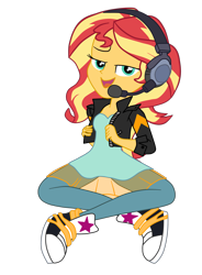 Size: 1900x2579 | Tagged: safe, artist:gmaplay, imported from derpibooru, sunset shimmer, human, equestria girls, equestria girls series, game stream, spoiler:eqg series (season 2), adorkable, converse, cute, dork, female, game stream outfit, shimmerbetes, shoes, simple background, solo, transparent background