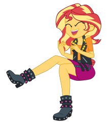 Size: 2498x2900 | Tagged: safe, artist:gmaplay, imported from derpibooru, sunset shimmer, human, equestria girls, equestria girls series, overpowered (equestria girls), absurd resolution, boots, clothes, hand on hip, pants, shoes, simple background, skirt, solo, transparent background, vest