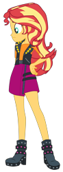 Size: 1900x5182 | Tagged: safe, artist:gmaplay, imported from derpibooru, sunset shimmer, human, equestria girls, equestria girls series, overpowered (equestria girls), absurd resolution, boots, clothes, hand on hip, pants, shoes, simple background, skirt, solo, transparent background, vest