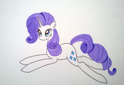 Size: 1024x699 | Tagged: safe, artist:dexterisse, imported from derpibooru, rarity, pony, unicorn, female, mare, simple background, solo, traditional art, white background