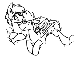 Size: 872x650 | Tagged: safe, artist:artflicker, imported from derpibooru, rainbow dash, soarin', pegasus, pony, black and white, crossed hooves, cuddling, gay, grayscale, half r63 shipping, looking at each other, looking at someone, male, monochrome, nuzzling, rainbow blitz, rule 63, shipping, simple background, soarinblitz, soarindash, stallion, white background
