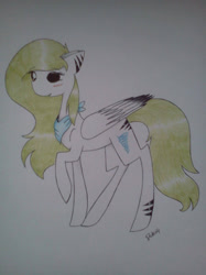 Size: 1024x1366 | Tagged: safe, artist:dexterisse, imported from derpibooru, oc, oc only, oc:sea_mirage, pegasus, pegasus oc, simple background, solo, traditional art, white background