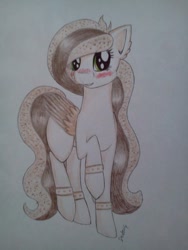 Size: 720x960 | Tagged: safe, artist:dexterisse, imported from derpibooru, oc, oc only, oc:straciatella, pegasus, female, mare, pegasus oc, simple background, solo, traditional art, white background