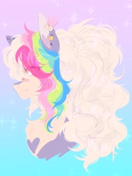 Size: 1536x2048 | Tagged: safe, artist:delariie, imported from derpibooru, oc, oc only, pony, ears, hair, mane, open mouth, solo