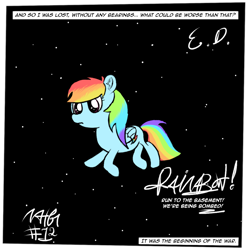 Size: 1080x1080 | Tagged: safe, artist:everydaydashie, imported from derpibooru, rainbow dash, pegasus, pony, atg 2022, female, newbie artist training grounds, solo, space