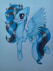 Size: 720x960 | Tagged: safe, artist:dexterisse, imported from derpibooru, oc, oc only, oc:morgan loud, pegasus, pegasus oc, simple background, solo, traditional art, white background