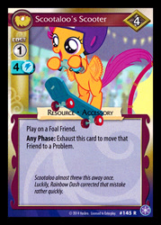 Size: 344x480 | Tagged: safe, imported from derpibooru, scootaloo, flight to the finish, ccg, crystal games, enterplay, helmet, merchandise, scooter, solo