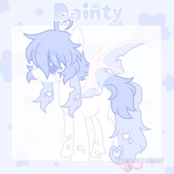 Size: 1500x1500 | Tagged: safe, artist:dreamyveon_, imported from derpibooru, oc, oc only, oc:dainty, changeling, pony, hair, mane, smiling, solo, spread wings, tail, wings