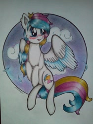 Size: 720x960 | Tagged: safe, artist:dexterisse, imported from derpibooru, oc, oc only, oc:colour carnival, pegasus, female, mare, pegasus oc, simple background, solo, traditional art, white background