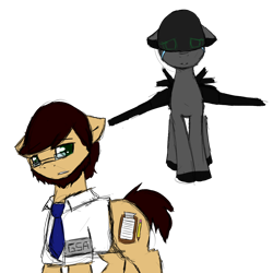 Size: 1000x1000 | Tagged: safe, imported from derpibooru, oc, oc only, oc:oh-seven, original species, plane pony, pony, beard, brown hair, brown mane, clothes, crying, depressed, drone, duo, duo male and female, eyelashes, facial hair, female, glasses, green eyes, looking at someone, looking back, male, mare, plane, sad, simple background, stallion, teary eyes, transparent background