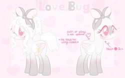 Size: 2048x1277 | Tagged: safe, artist:dreamyveon_, imported from derpibooru, oc, oc only, oc:love bug, pegasus, pony, blushing, solo, wings