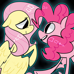 Size: 1024x1024 | Tagged: safe, artist:chandelurres, imported from derpibooru, fluttershy, pinkie pie, earth pony, pegasus, pony, duo