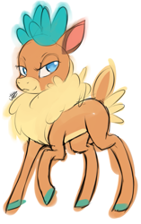 Size: 641x1019 | Tagged: safe, artist:jovalic, imported from derpibooru, deer, them's fightin' herds, bedroom eyes, community related, raised hoof, standing, velvet (tfh)