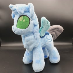 Size: 3024x3024 | Tagged: safe, artist:melodisde, imported from derpibooru, oc, oc only, oc:icefumy, changedling, changeling, commission, female, horn, ice changeling, irl, photo, plushie, smiling, standing, wings