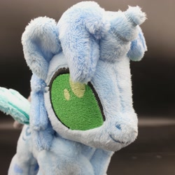 Size: 3024x3024 | Tagged: safe, artist:melodisde, imported from derpibooru, oc, oc only, oc:icefumy, changedling, changeling, commission, female, horn, ice changeling, irl, photo, plushie, smiling, standing, wings