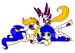 Size: 1024x730 | Tagged: safe, artist:chandelurres, imported from derpibooru, oc, oc:moonbrush, pegasus, pony, duo, female, mare, simple background, tongue out, transparent background