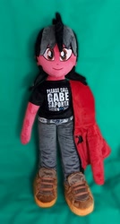 Size: 1954x3633 | Tagged: safe, artist:lavim, imported from derpibooru, photographer:lightningbolt, human, equestria girls, clothes, commission, equestria girls-ified, fall out boy, hoodie, irl, male, pants, pete wentz, photo, plushie, shoes, smiling, solo