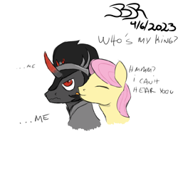 Size: 1000x1000 | Tagged: safe, artist:bifrose, imported from derpibooru, fluttershy, king sombra, butterscotch, face licking, gay, gay couple, licking, male, rule 63, shipping