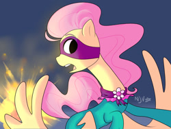 Size: 1024x768 | Tagged: safe, artist:chandelurres, imported from derpibooru, fluttershy, saddle rager, pegasus, pony, female, mare, power ponies, spread wings, wings