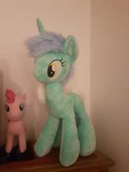 Size: 4032x3024 | Tagged: safe, artist:hipsterowlet, derpibooru exclusive, imported from derpibooru, lyra heartstrings, pinkie pie, earth pony, pony, unicorn, galacon 2022, irl, photo, plushie, solo