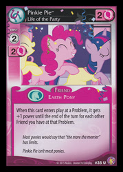 Size: 344x480 | Tagged: safe, imported from derpibooru, fluttershy, pinkie pie, twilight sparkle, earth pony, pegasus, pony, unicorn, sweet and elite, absolute discord, ccg, confetti, enterplay, merchandise, party, unicorn twilight