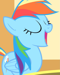 Size: 581x720 | Tagged: safe, imported from derpibooru, screencap, rainbow dash, pegasus, pony, party of one, season 1, cropped, eyes closed, female, mare, open mouth, solo