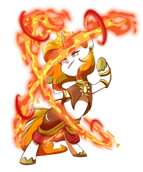 Size: 3456x4160 | Tagged: safe, artist:chub-wub, imported from derpibooru, oc, oc only, oc:aurora shinespark, pony, unicorn, bipedal, ear piercing, earring, eyeshadow, female, fire, horn, jewelry, leg rings, makeup, mare, no source available, piercing, pyromancy, simple background, solo, transparent background, unicorn oc