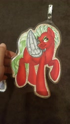 Size: 5312x2988 | Tagged: safe, artist:inkkeystudios, imported from derpibooru, oc, oc only, pegasus, pony, artificial wings, augmented, badge, looking at you, mechanical wing, paper pony, photo, smiling, solo, traditional art, wings