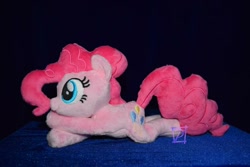 Size: 794x529 | Tagged: safe, artist:kiashone, imported from derpibooru, pinkie pie, earth pony, pony, female, irl, lying down, mare, photo, plushie, prone, solo