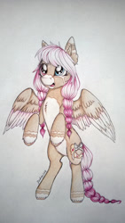 Size: 1024x1819 | Tagged: safe, artist:dexterisse, imported from derpibooru, oc, oc only, oc:aphrodite, pegasus, pony, female, heterochromia, mare, pegasus oc, simple background, solo, traditional art, white background