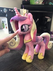 Size: 1536x2048 | Tagged: safe, artist:buttercupbabyppg, imported from derpibooru, princess cadance, alicorn, pony, boop, female, folded wings, hoof shoes, horn, irl, jewelry, mare, peytral, photo, plushie, standing, tiara, wings