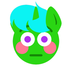 Size: 500x500 | Tagged: safe, artist:aria_art, imported from derpibooru, oc, oc only, oc:green byte, pony, emoji, flustered, simple background, solo, transparent background