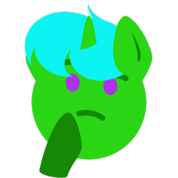 Size: 500x500 | Tagged: safe, artist:aria_art, imported from derpibooru, oc, oc only, oc:green byte, pony, emoji, simple background, solo, thinking, transparent background