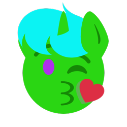 Size: 500x500 | Tagged: safe, artist:aria_art, imported from derpibooru, oc, oc only, oc:green byte, pony, emoji, kissing, simple background, solo, transparent background