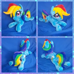 Size: 2048x2048 | Tagged: safe, artist:hellishnya, imported from derpibooru, rainbow dash, pegasus, pony, female, folded wings, irl, lying down, mare, photo, plushie, prone, solo, wings